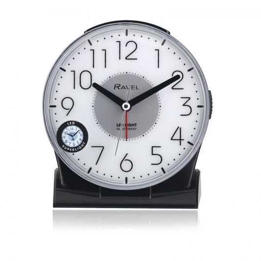 Ravel Large Contemporary Bedside / Mantel Quartz Alarm Clock - Black RC036.3