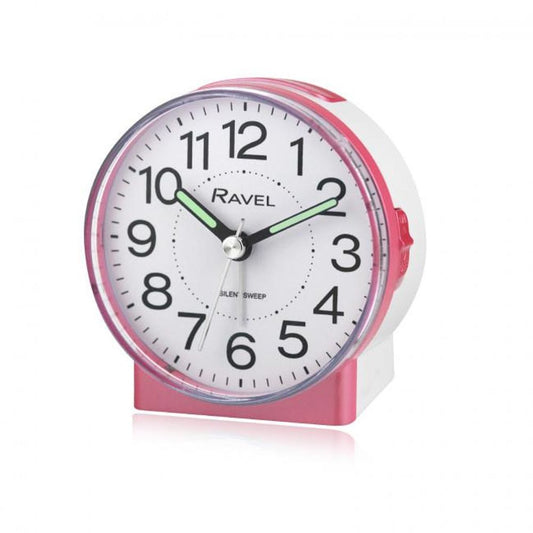 Ravel Round Mid Sized Bedside Quartz Alarm Clock - Pink RC039.5