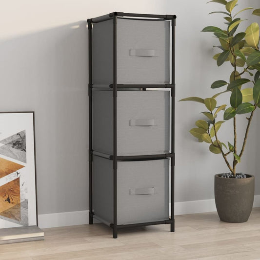 Storage Cabinet with 3 Fabric Drawers Grey 34x34x101 cm Steel