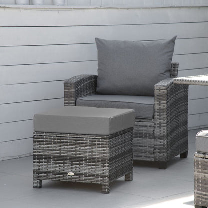 Rattan Footstool Wicker Ottoman with Padded Seat Cushion Furniture 50x50x35 cm