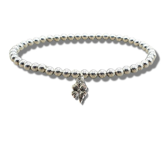 Flower Silver Beaded Bracelet