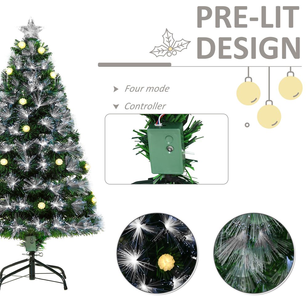 4ft White Light Christmas Tree 90 LEDs Star Topper Tri-Base Pre-Lit Home