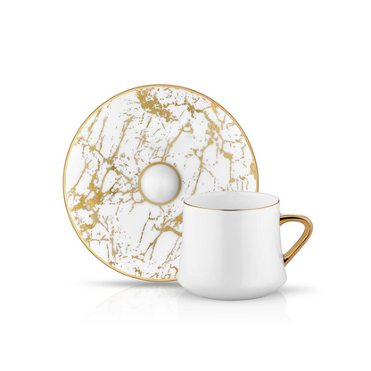 Sufi Tea Cup and Saucer - White Marble - 230 cc