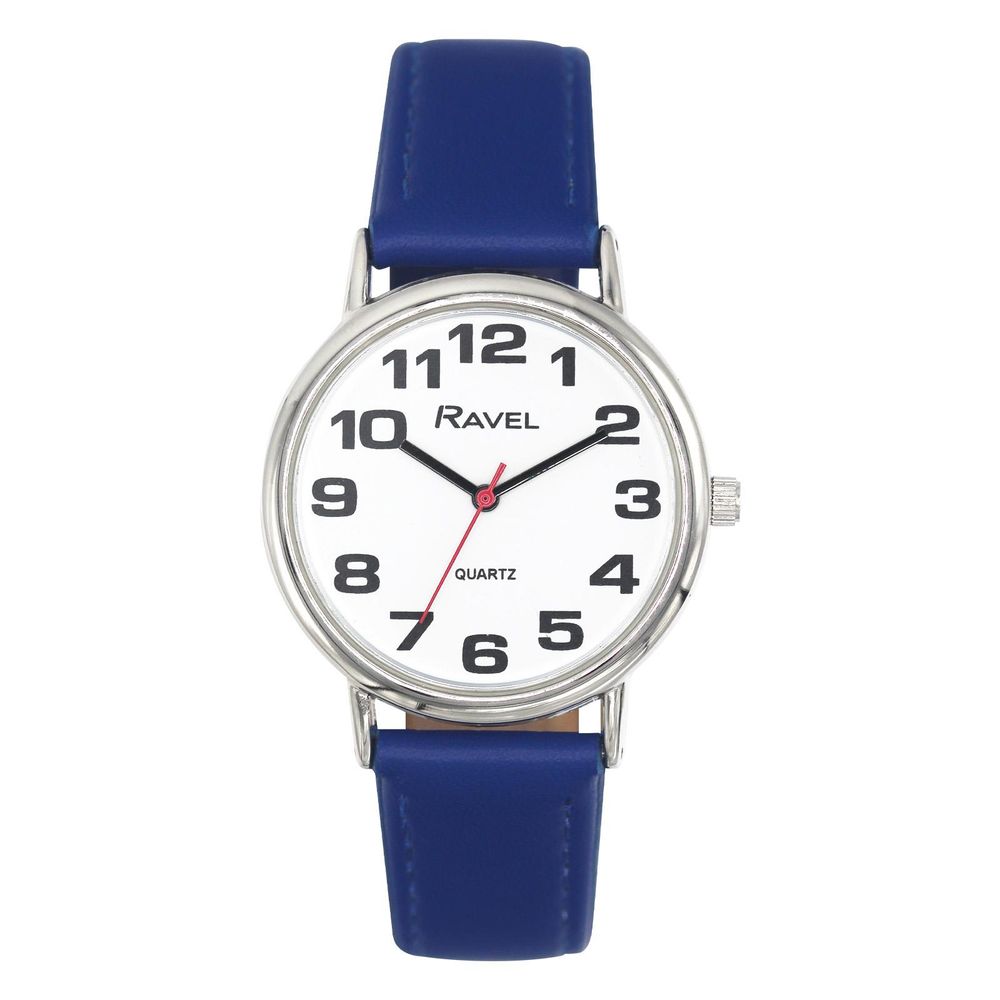 Ravel Unisex Mens Ladies Classic Big White Dial Blue Leather Strap Watch R0105.50.1