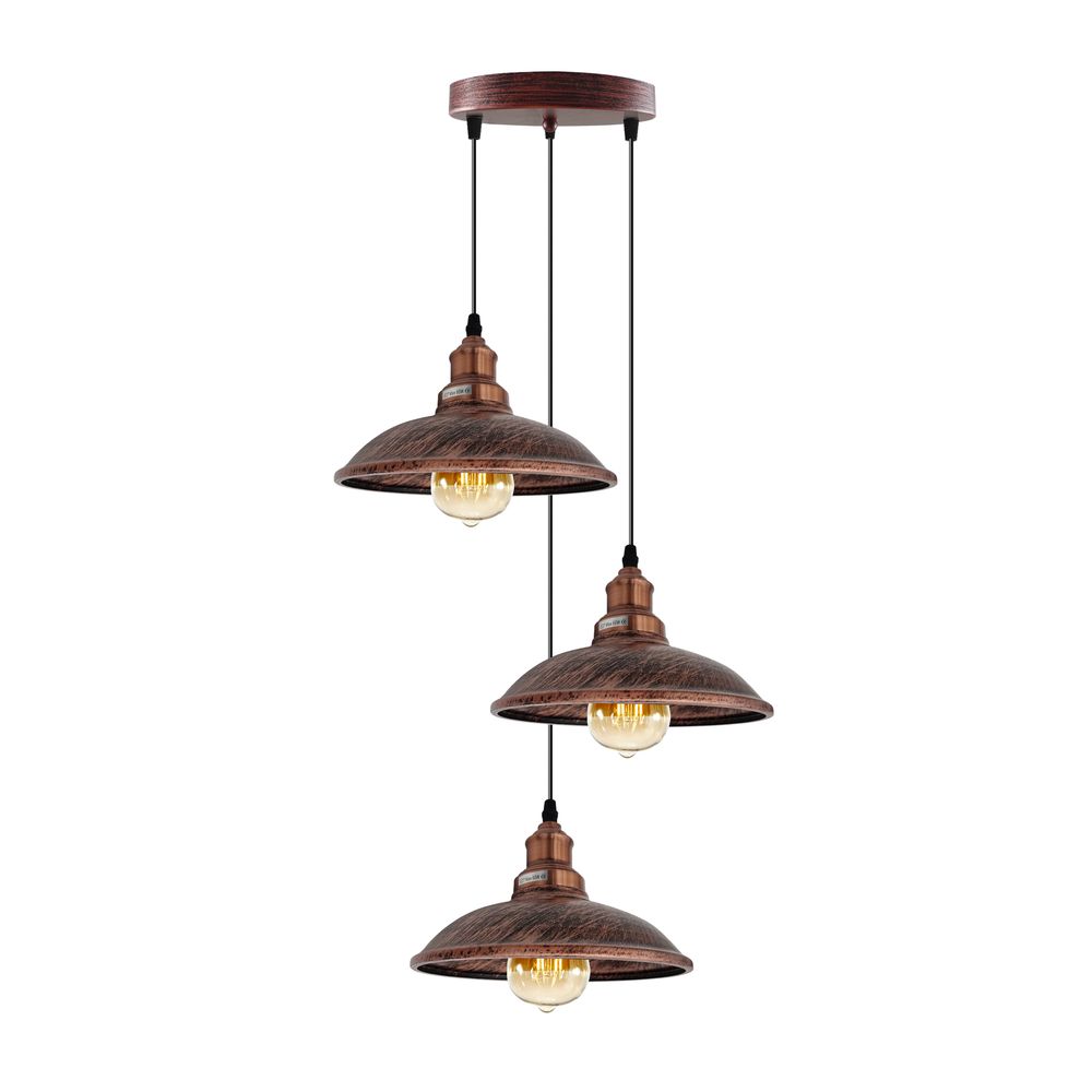 3 Head Vintage Industrial  E27 Ceiling Hanging Light  Shade Metal Pendant Lamp