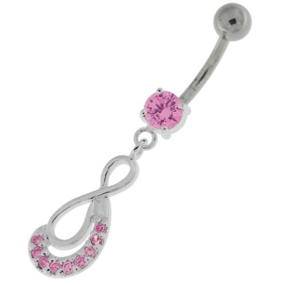 Crescent Nine Stones Jeweled Infinity Navel Belly Button Ring