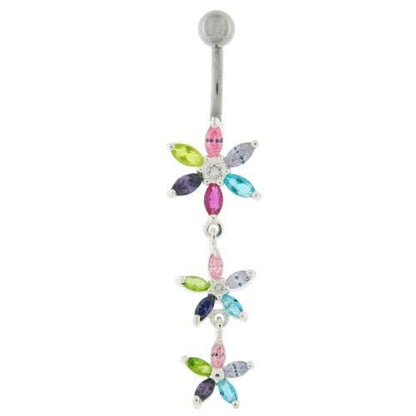 Fancy  Multi Star Dangling SS Bar Navel Ring