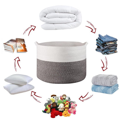 LAUNDRY BASKET WHT & NATURAL 1010284