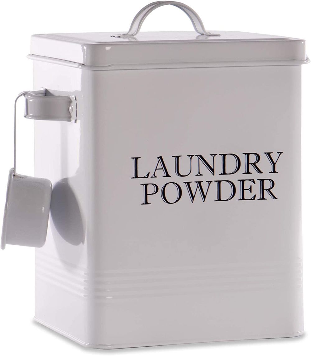 Laundry Powder Storage Tin with Scoop White | M&W