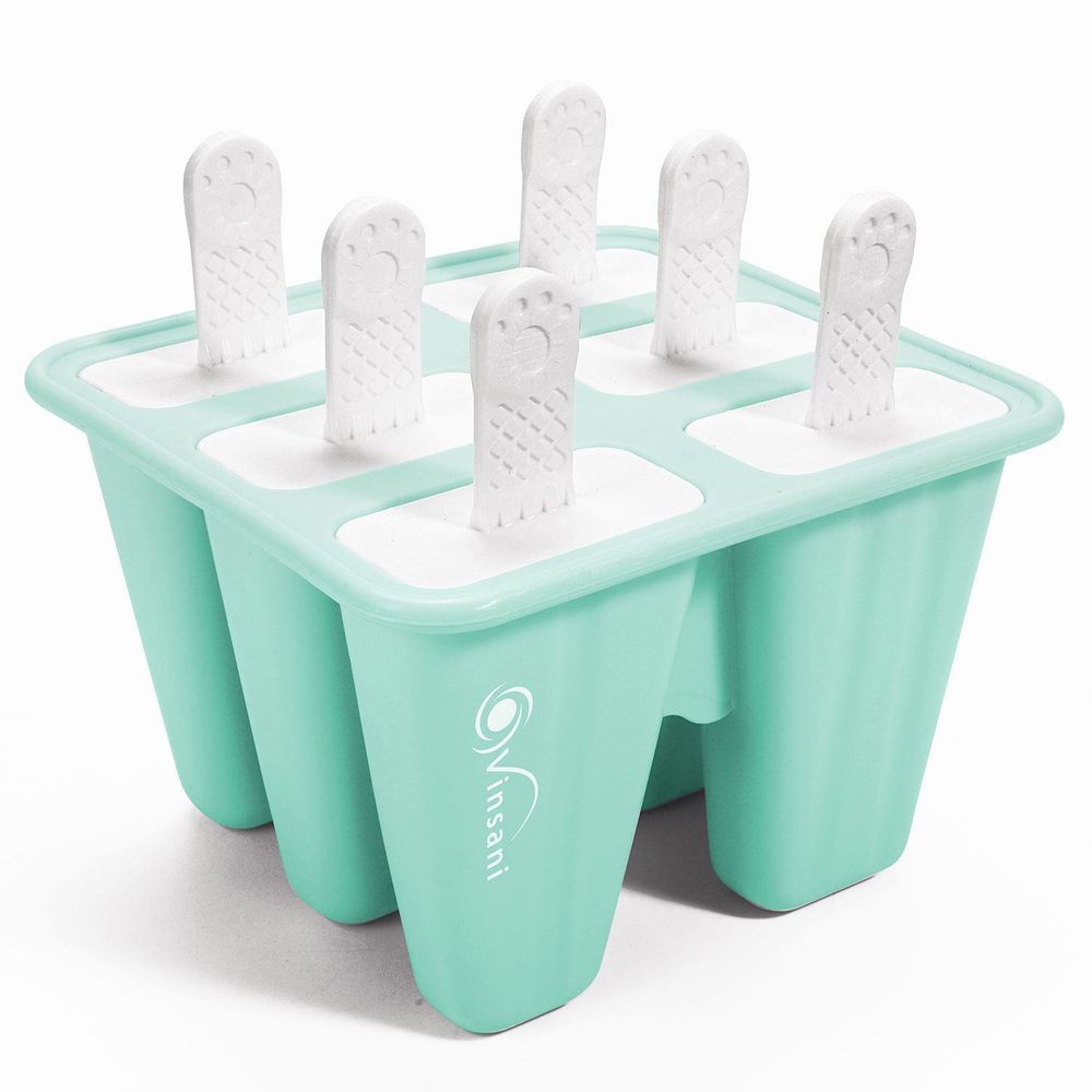 6 Cavity Silicone Ice Lolly Popsicle Mould Reusable Ice Cream Mould