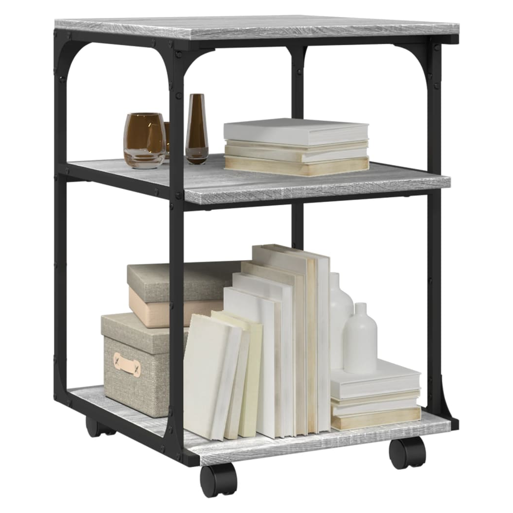 vidaXL Printer Stand 3-Tier Grey Sonoma 43x48x64 cm Engineered Wood