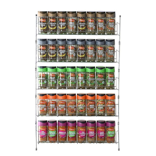 5 Tier Spice Herb Jar Rack Holder Kitchen Door Cupboard Wall Storage