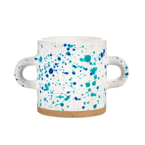 Turquoise and Blue Splatterware Planter