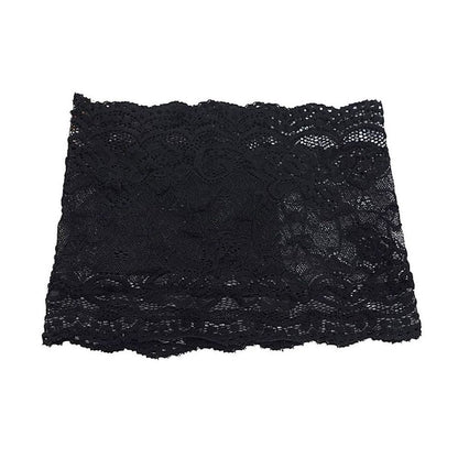 Women Lace Thigh Band with Anti-Slip Cellphone Pocket[L - Black]