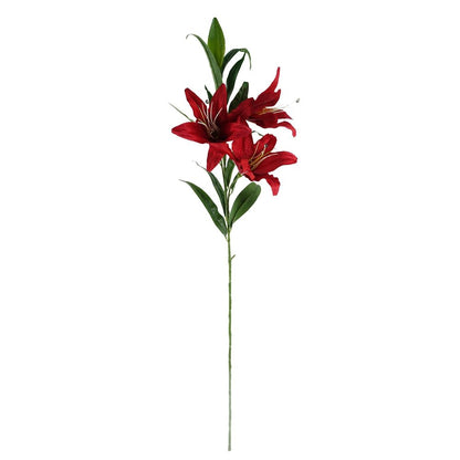 70cm Red Lily Display Silver Glass Vase