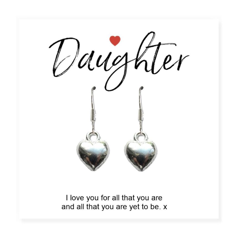 Daughter Gift Card with Heart Earrings