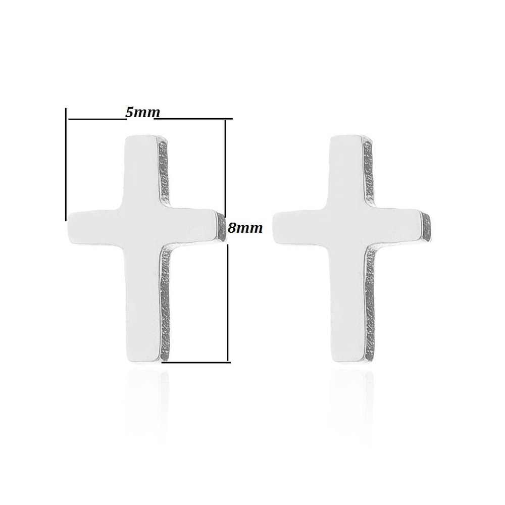 Small Silver Cross Stud Earrings