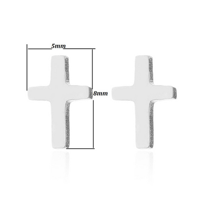 Small Silver Cross Stud Earrings