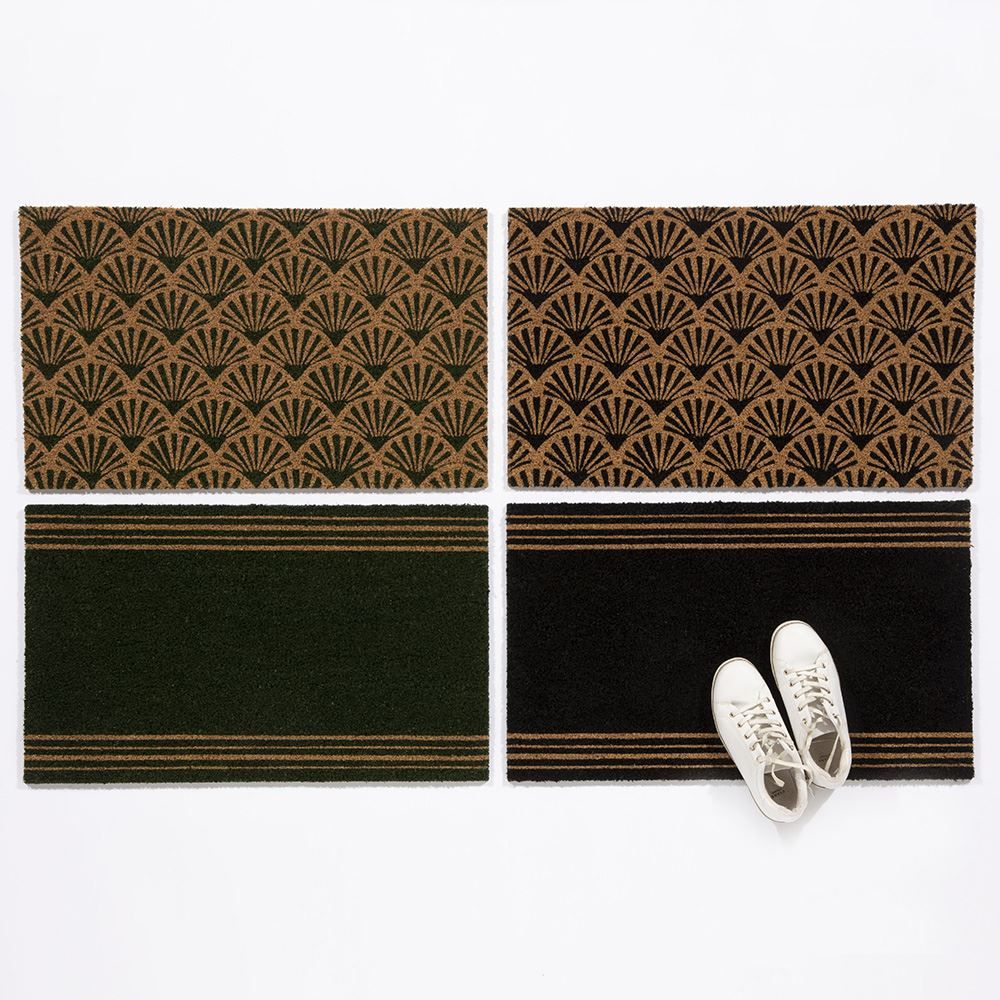 Astley 4 Stripes Latex Backed Coir 45x75cm Black Doormat