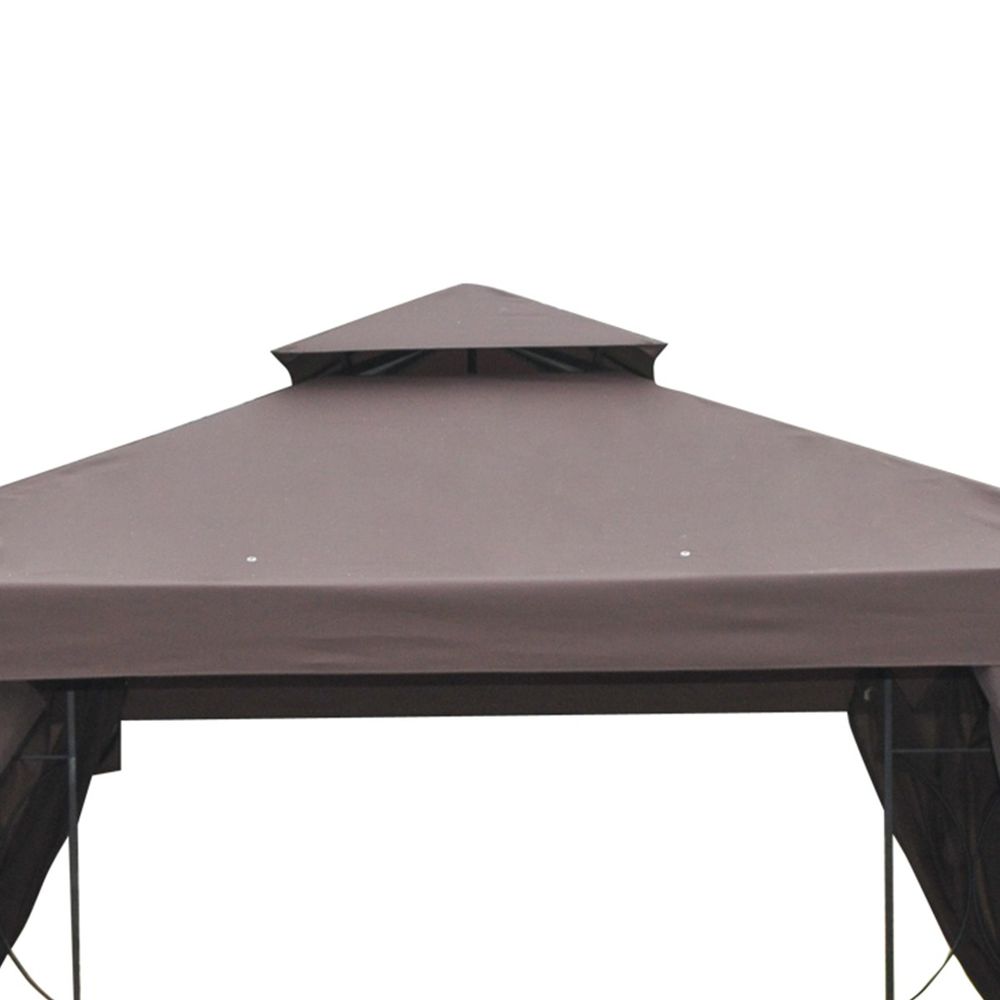 3x3 m Gazebo W/Side Panel-Brown