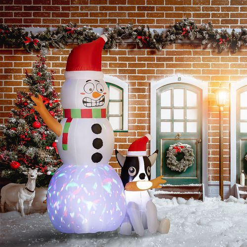 Outsunny 6.2FT Christmas Blow Up Snowman with Dog for Garden Party Outdoor