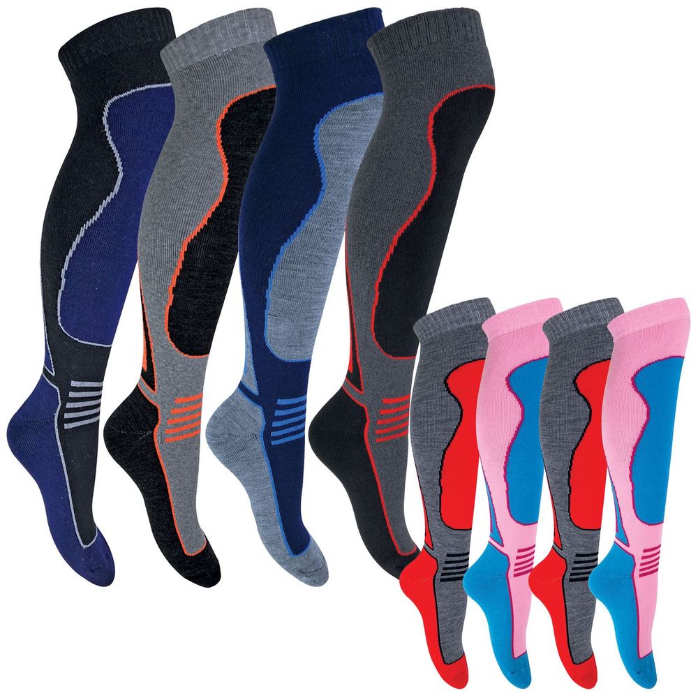 4 Pairs Adults Knee High Wool Ski Socks