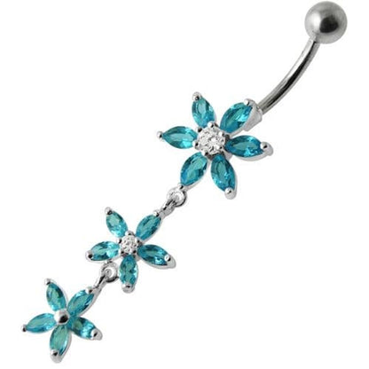 Fancy  Multi Star Dangling SS Bar Navel Ring