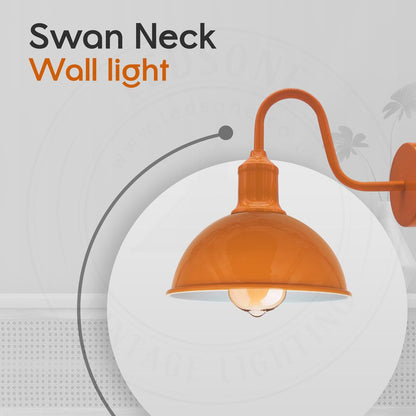 Modern Industrial Swan Neck Metal Arm E27 Sconce Wall Light Set Fixture