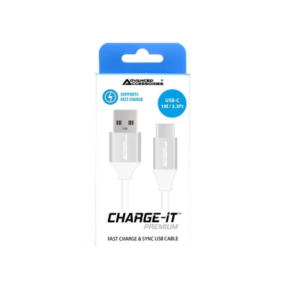 AA CHARGE-IT Premium USB-C Cable Supports Fast Charge - 1 Metre - White