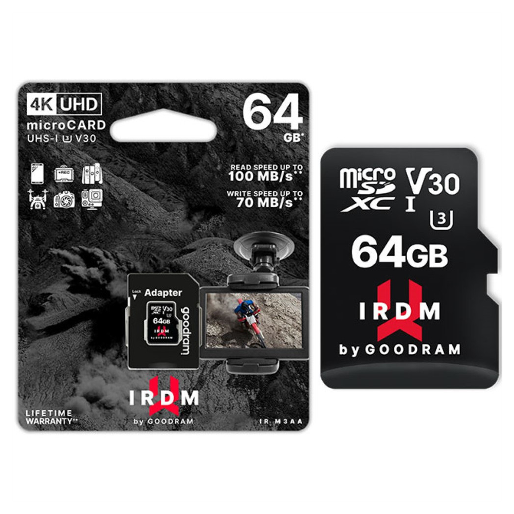 GOODRAM IRDM Micro SD Video Class V30 Memory Card with SD Adapter