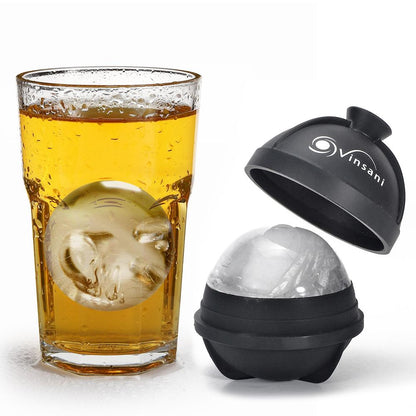 Vinsani 2 pack Ice Cube Ball Moulds Reusable Sphere Shaped Ice Ball Maker