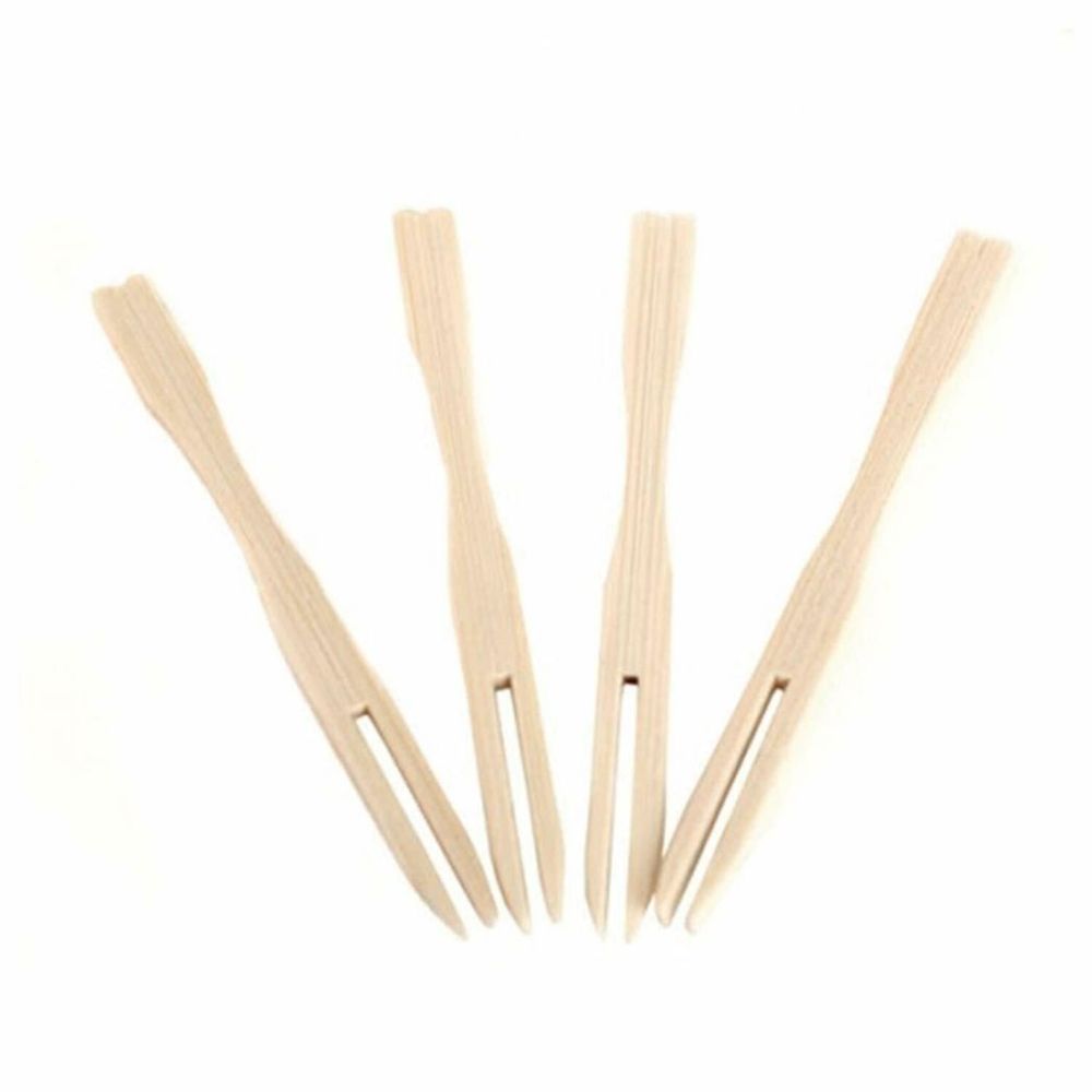 ECO Connection Pack Of 50 Disposable Natural Bamboo Skewer Forks