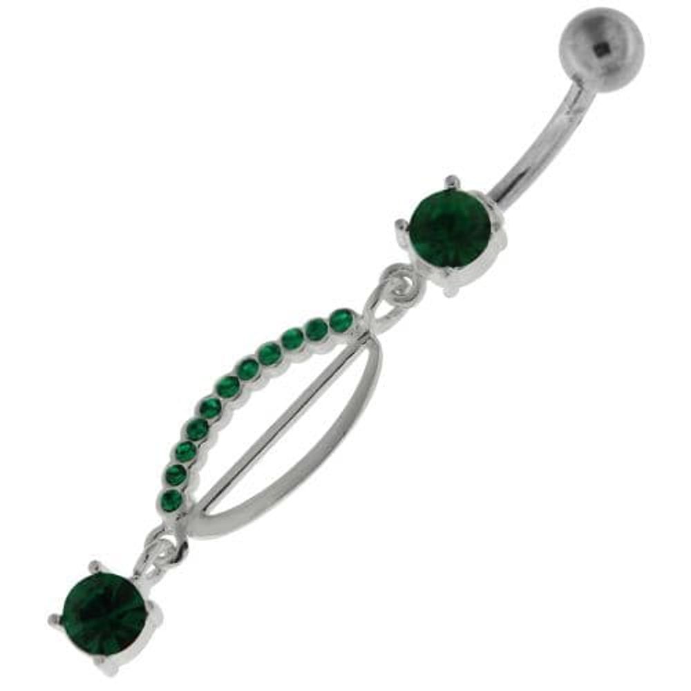 Dangling Jeweled safety Pin Belly Button Bar