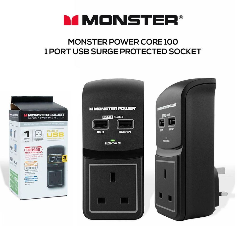 Monster Power Core 100 1 Port USB Surge Protected Socket