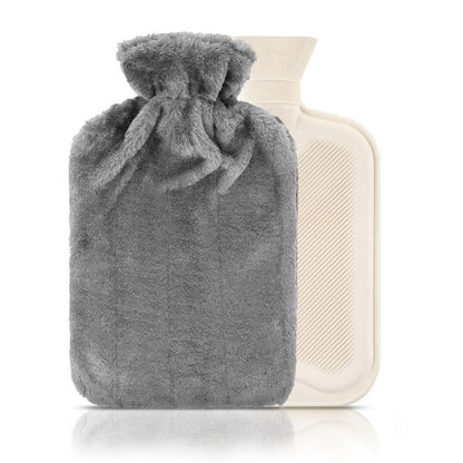 Fluffy Pom Pom Hot Water Bottle 2L - GREY