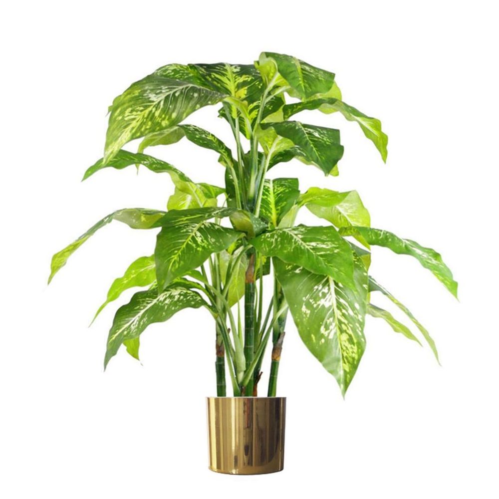 Leaf Metal Planter Plant Pot with Polished Gold Finish 20 x 18cm