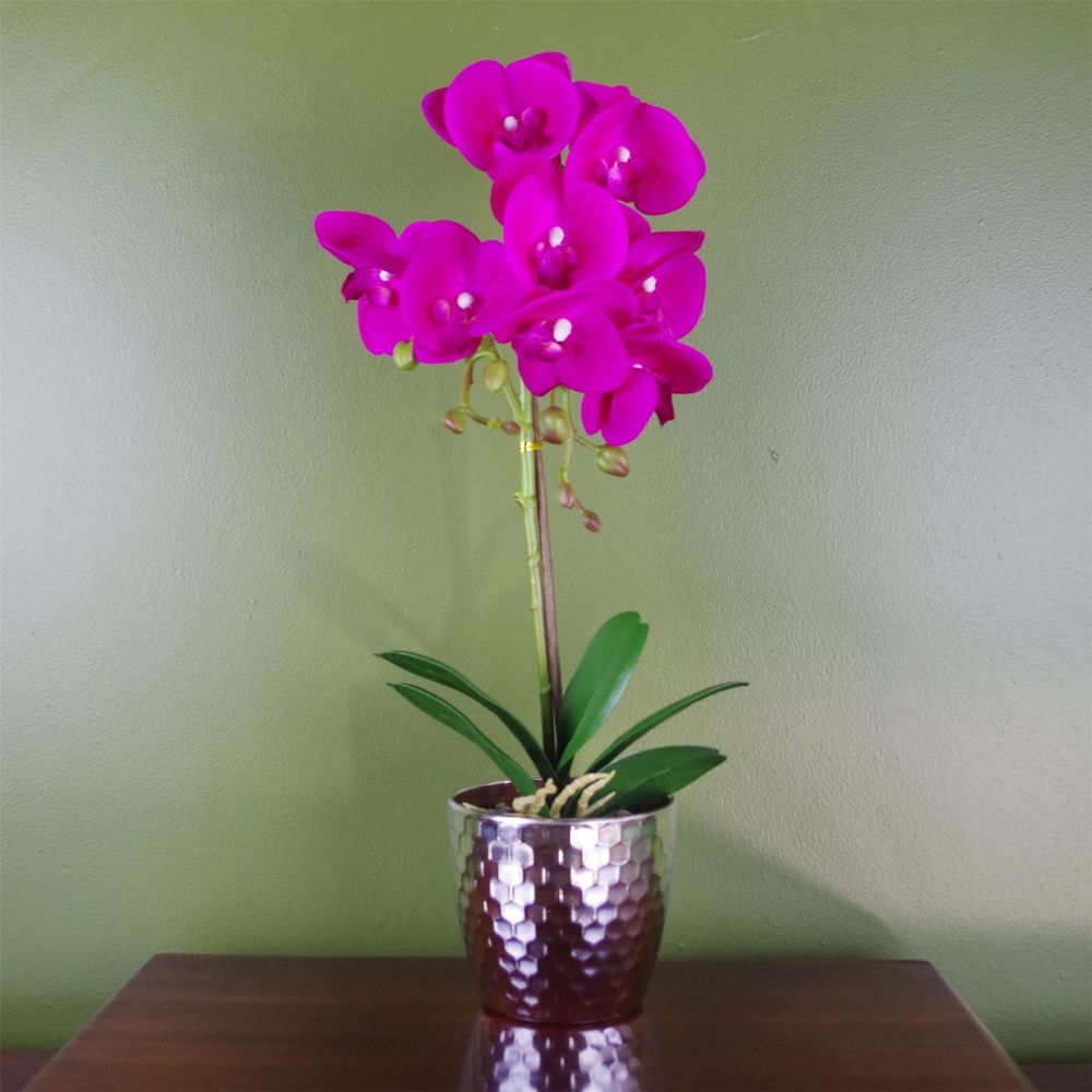 50cm Phalaenopsis Orchid Artificial Dark Pink Silver