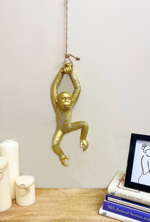 Gold Resin Hanging Monkey Decoration