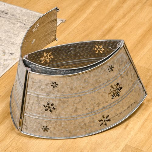 HOMCOM 66cm Christmas Tree Collar with Hollow Snowflake Patterns Silver