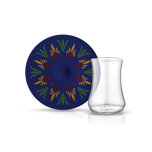 Dervish ZDA Helen Tea Glass and Saucer - Blue