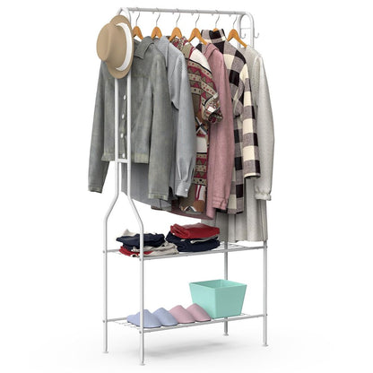 Heavy Duty 2 Tier Multi Purpose Clothes Rail & Shoe Bench Stand Rack