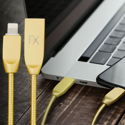 Spring Cable with Zinc Alloy Connectors - Gold