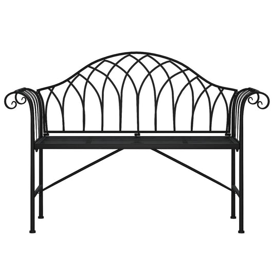 2-Seater Garden Bench 128 cm Black Steel