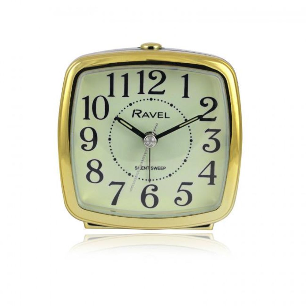 Ravel Retro Styled Small Size Bedside Quartz Alarm Clock - Black / Gold RC041.32