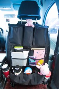 1 & 2 Deluxe Multi Pocket Hanging Car Back Seat Pouch Storage Organiser - Black