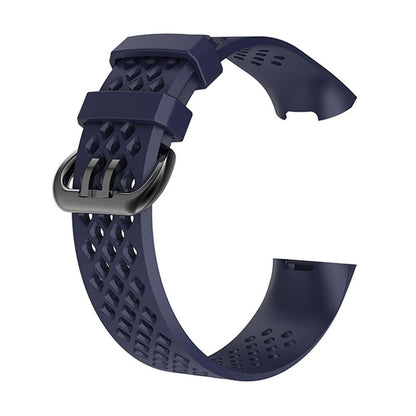 Aquarius Holes Soft Silicone Replacement Strap Band for Fitbit Charge 3 , Navy