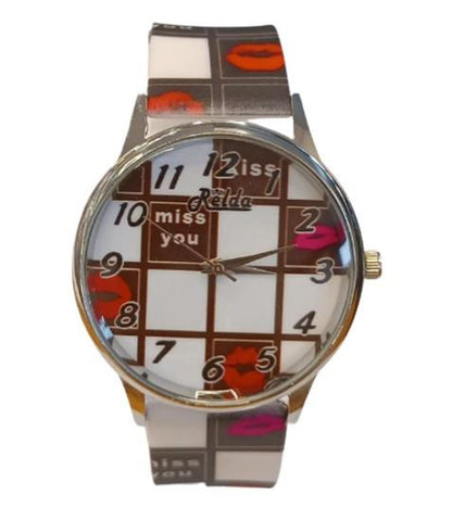 Relda Ladies Analogue Black & White Silicone Strap Watch REL99