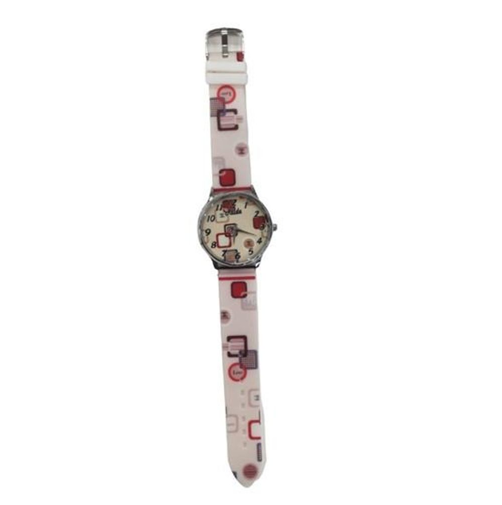 Relda Ladies Analogue Red Square Pink Silicone Strap Watch REL101