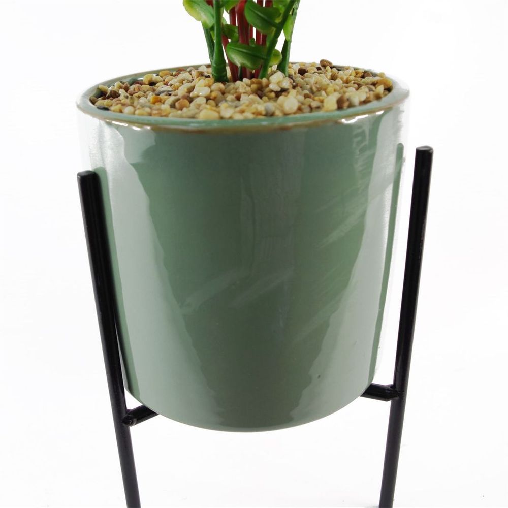 40cm Artificial Fern Plant with Ceramic Planter & Stand