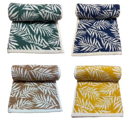 Botanical Leaf Turkish Cotton jacquard towel